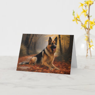 Cartão German shepherd no outono Folhas caem inspiração