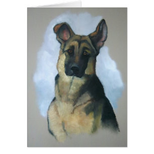 Cartão German shepherd: Pintura Pastel original