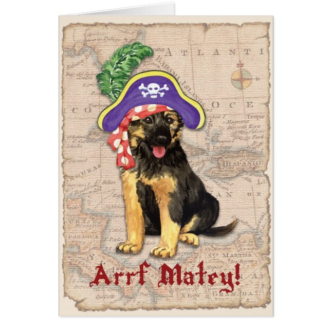 Cartão German Shepherd Pirate Card (Frente)