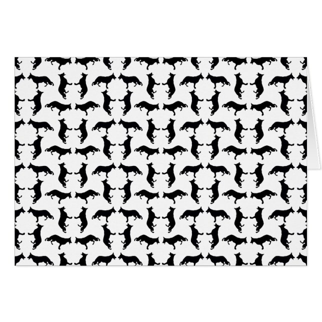 Cartão German shepherd preto e branco (Frente Horizontal)