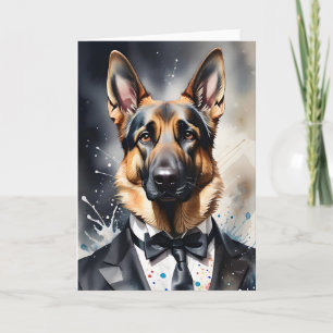 Cartão German shepherd Tuxedo Black Tie