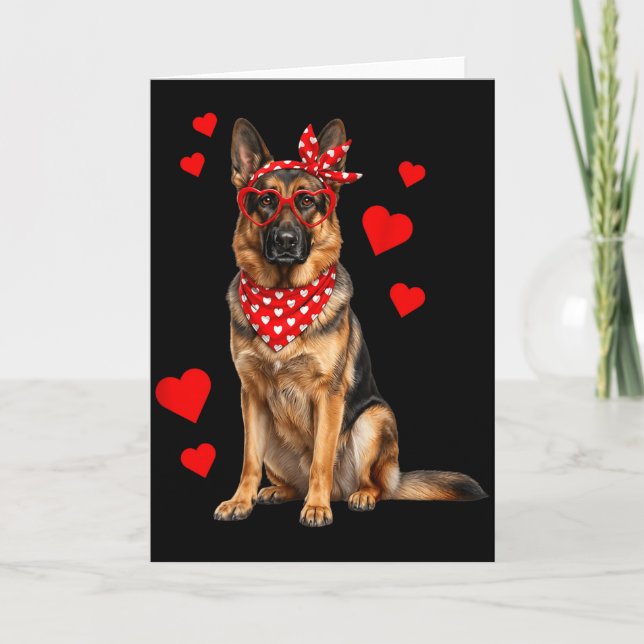 Cartão German Shepherd Valentines Day Dog Lover Heart  (Frente)