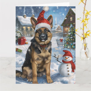Cartão German shepherd Winter Wonderland Natal Joy