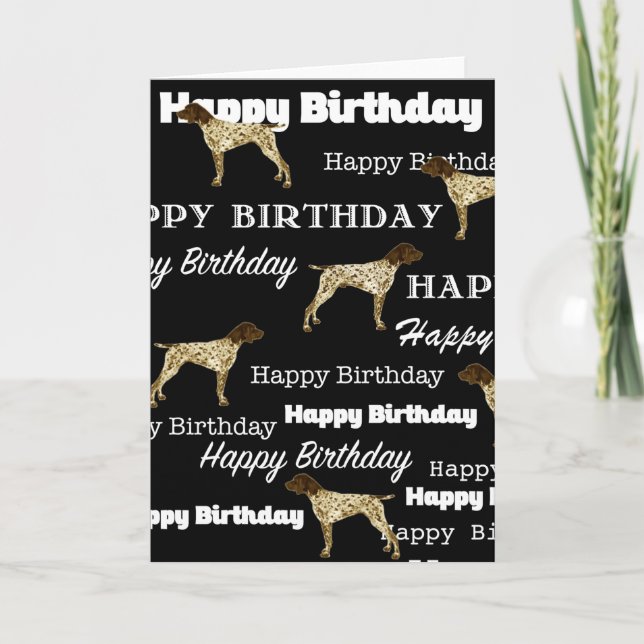 Cartão German Shorthaired Pointer, Birthday Card, GSP BLK (Frente)