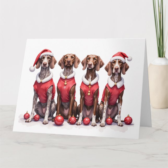 Cartão German Shorthaired Pointer Christmas Dress Santa (Frente)
