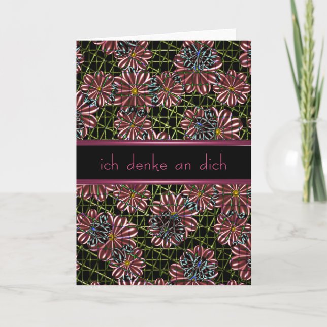 Cartão German Thinking of You Flower Card w/ Blank Inside (Frente)