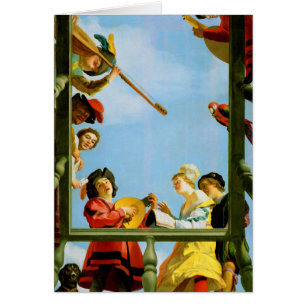 Cartão Gerrit Van Honthorst Musical Group Balcony Art