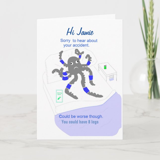 Cartão Get well after accident, add name front (Frente)