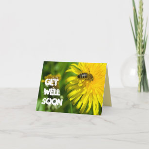 Cartão Get Well Bee Yellow Flower Photo Blank Note Card
