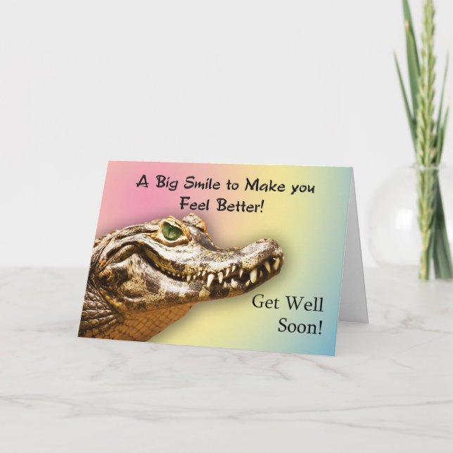 Cartão Get well card with a smiling alligator (Frente)