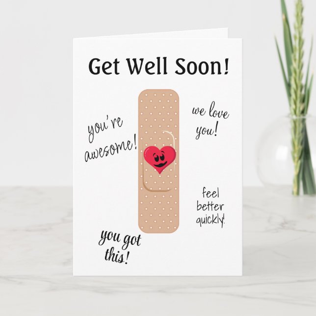 Cartão Get Well Card with Cute Bandaid (Frente)