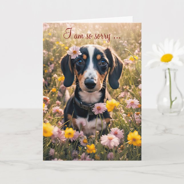 Cartão Get Well Feel Better Cute Dachshund Puppy  (Planta pequena)