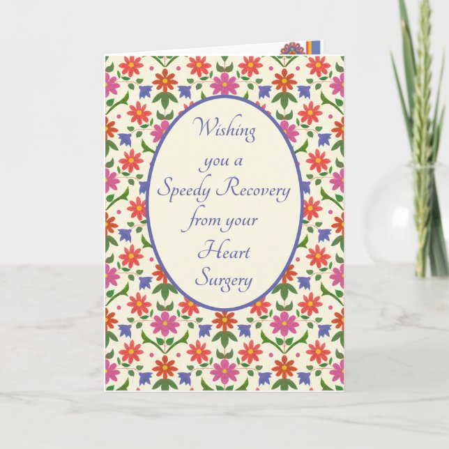 Cartão Get Well from Heart Surgery Card, Rangoli Flowers (Frente)