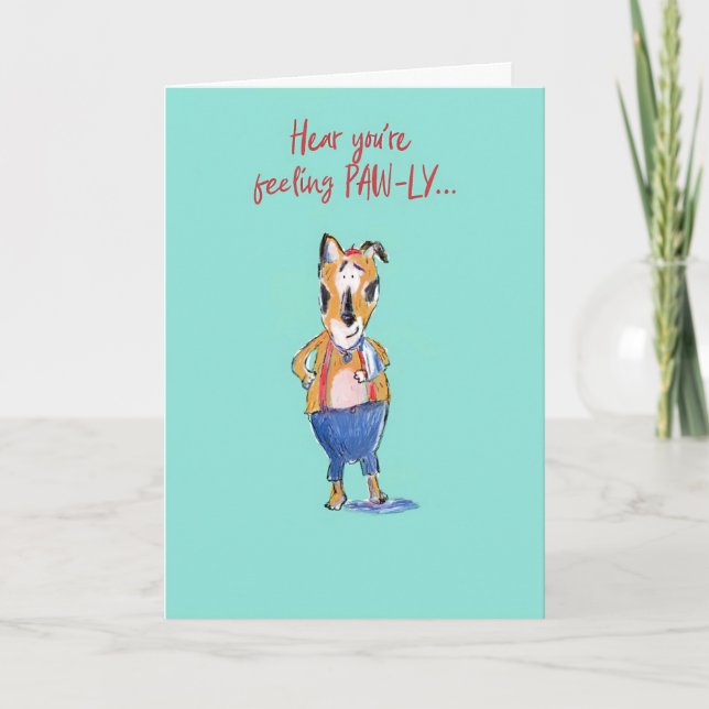 Cartão Get Well Heal Soon Cute Dog Card (Frente)