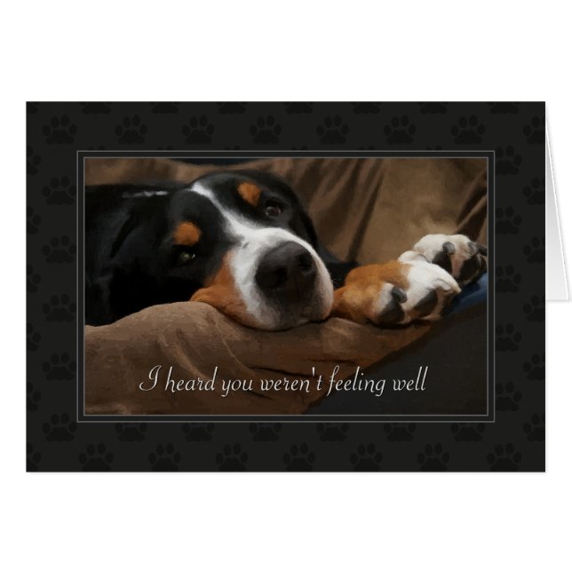 Cartão Get Well Sad Pup (Frente Horizontal)
