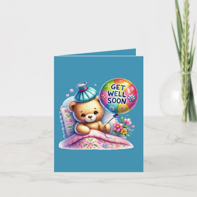 Cartão Get well soon bear add message  (Frente)