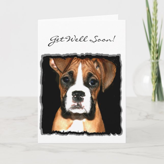 Cartão Get well soon Boxer Puppy greeting card (Frente)