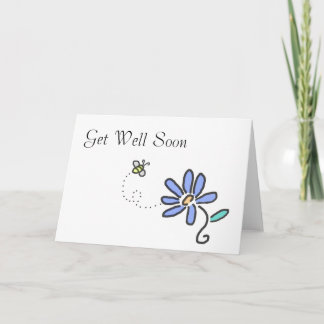 Cartão Get Well Soon - Bumble Bee and Blue Flower