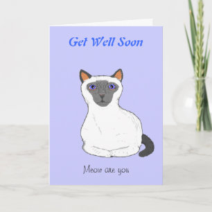 Cartão Get well soon card, customize. Cat drawing