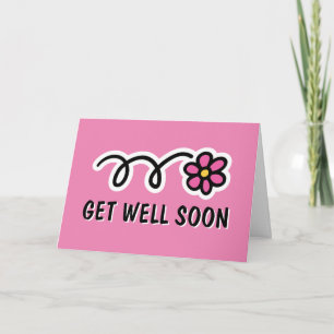 Cartão Get well soon card with cute pink flower design