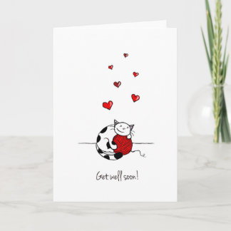 Cartão "Get well soon!" Cat Greeting Card - Blank inside