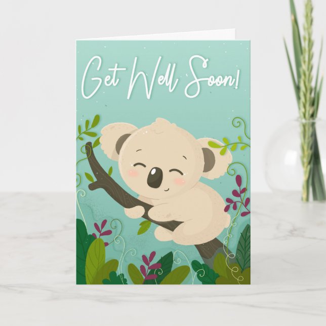 Cartão Get Well Soon Cute Koala Bear Greeting Card (Frente)
