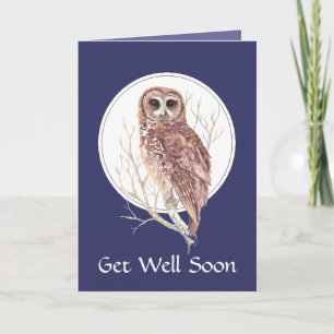Cartão Get Well Soon Owl be sad until you do Funny Art