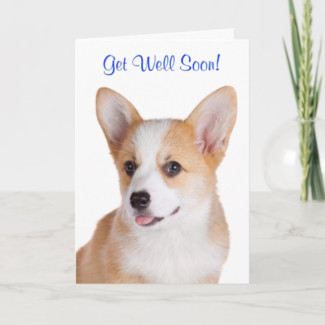 Cartão Get Well Soon Pembroke Welsh Corgi Greeting Card (Frente)