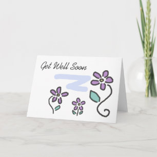 Cartão Get Well Soon - Purple Flowers