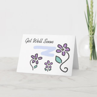 Cartão Get Well Soon - Purple Flowers