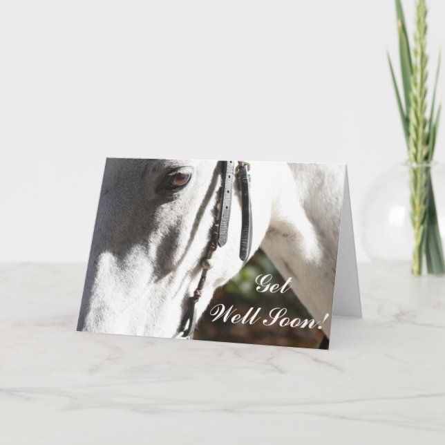 Cartão Get Well Soon White Horse Greeting Card (Frente)