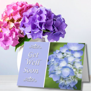 Cartão Get Well Soon With Blue Hydrangea