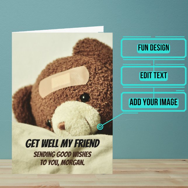 Cartão Get Well Teddy Bear Next Gen (Send this lovely card to your loved one who is brave in the face of an accident or illness.)