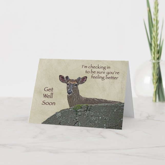 Cartão Get Well Whitetail Deer Buck in Velvet Greeting (Frente)