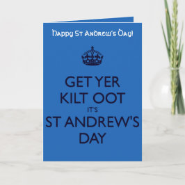Cartão Get Yer Kilt Oot Its St Andrews Day Blue Text