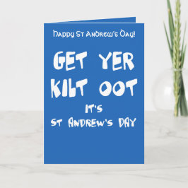 Cartão Get Yer Kilt Oot Its St Andrews Day Fun White Text