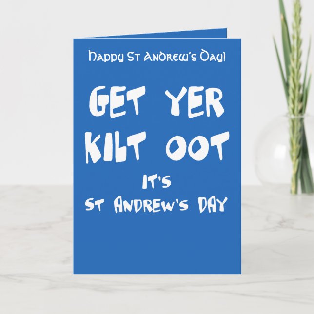 Cartão Get Yer Kilt Oot Its St Andrews Day Fun White Text (Frente)