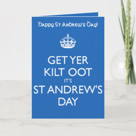 Cartão Get Yer Kilt Oot Its St Andrews Day White Text