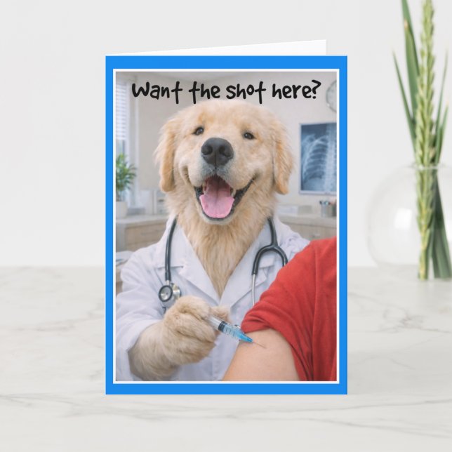 Cartão Getting a Shot Get Well card.  SHOA-1 (Frente)