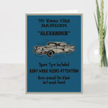 Cartão Getting Old Birthday Joke Vintage Car Funny Pun<br><div class="desc">Make that Birthday special with this funny card. The humor used is something we can all relate to. Easily customize the text of this birthday card using the template provided.</div>