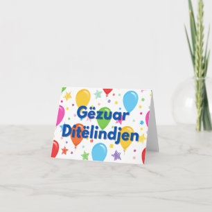 Cartão Gëzuar Ditëlindjen, aniversário albanês