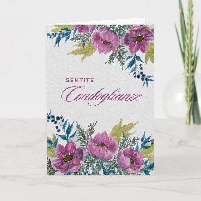 Cartão Ghirlanda di Anemoni - Sentite Condoglianze (Frente)