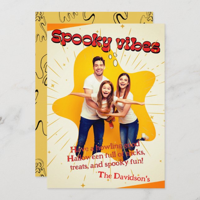 Cartão Ghost Bonito Cortou A Saudação Divertida (Frente/Verso)