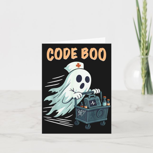 Cartão Ghost Code Boo In The Icu Nursing Gift For Hallowe (Frente)