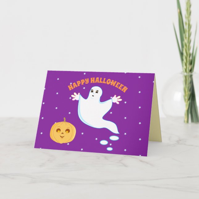 Cartão Ghost Cute Halloween (Frente)