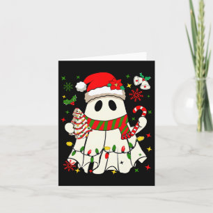 Cartão Ghost de Natal bonito segurando canas de bolos de 