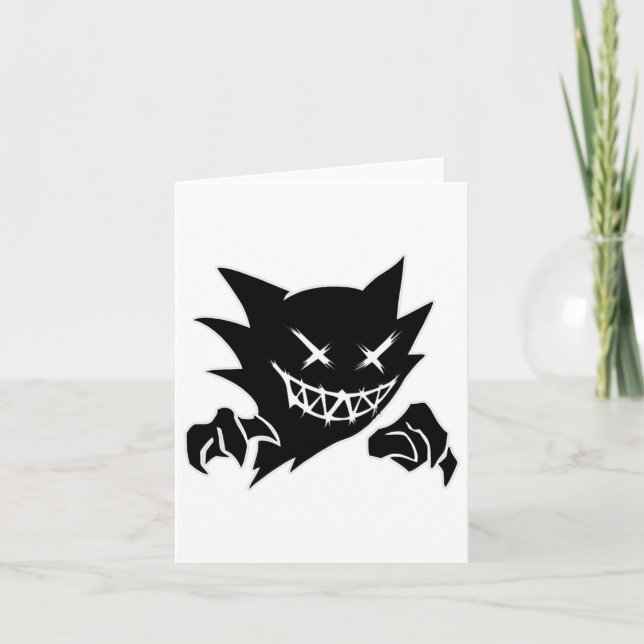 Cartão Ghost Demon Sketchy Blackwork Tattoo Flash (Frente)