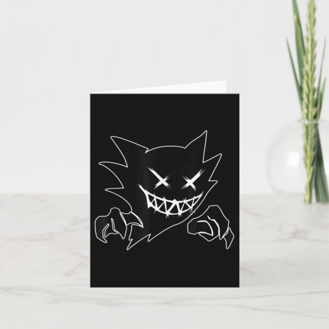 Cartão Ghost Demon Sketchy Blackwork Tattoo Flash (Frente)