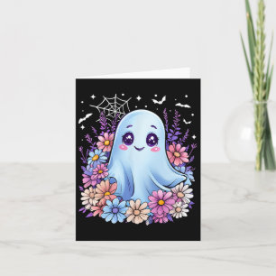 Cartão Ghost Flower Flower Halloween Menina Mulher Spo