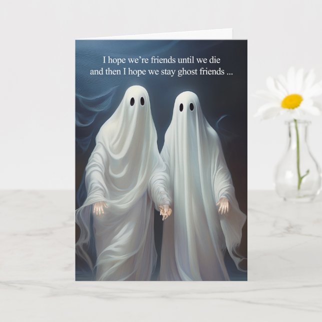 Cartão Ghost Friends and Silly Message Funny Friendship (Planta pequena)